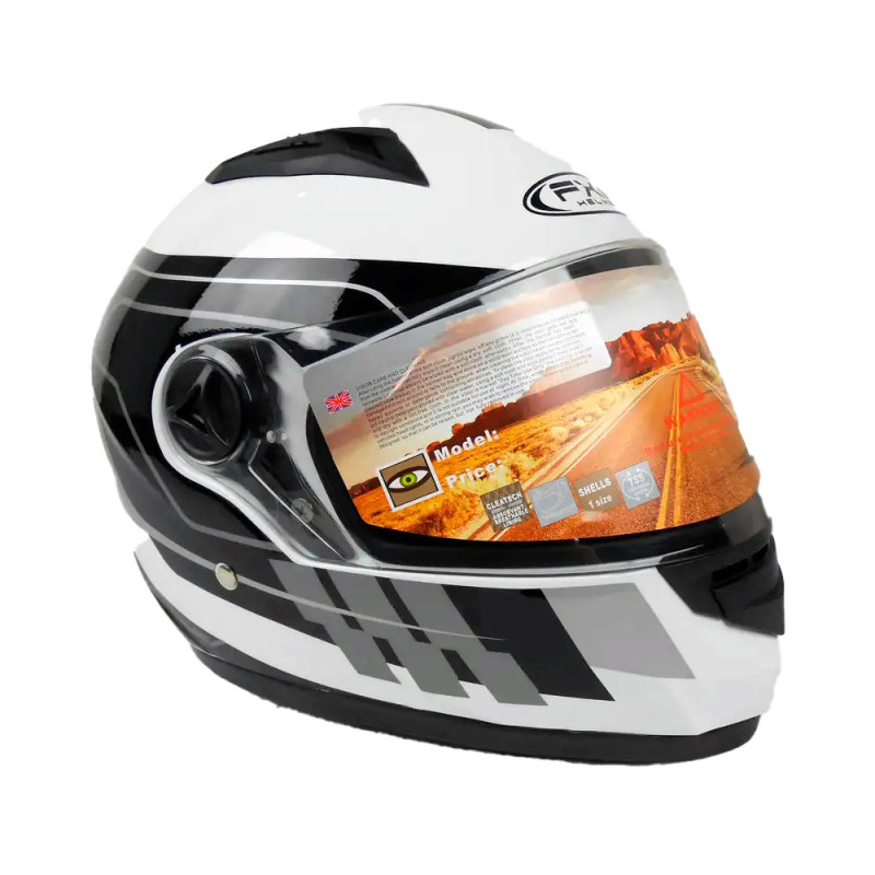 Мотошолом інтеграл FXW HF-111 solid white-black, full-face біло-чорний